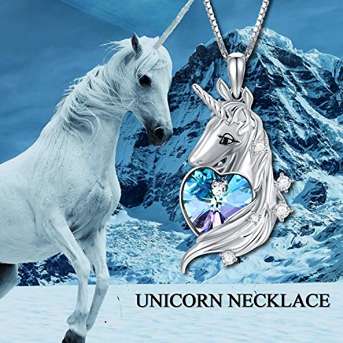 Silver & Purple Crystal Unicorn Necklace