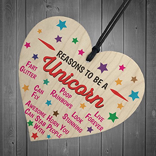 Unicorn Heart Shaped Wooden Plaque - Reasons To Be A Unicorn Novelty