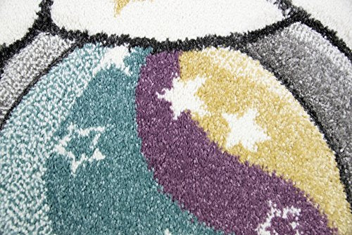 Children's Rug | Unicorn Rainbow | Size 80x150 cm | Grey, Pink, Purple
