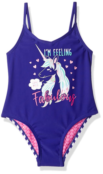 1-Piece Swimming Costume Navy unicorn kids