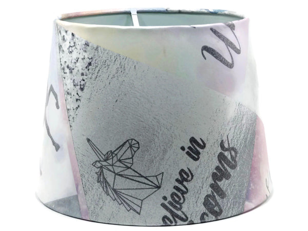 Unicorn Table Lamp Shade with Quotes - Glittery Pink