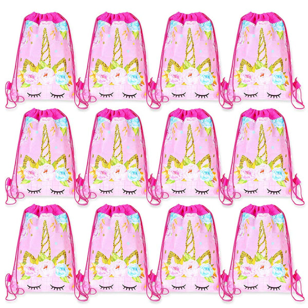 Unicorn Drawstring Party Bags - 12 Pack