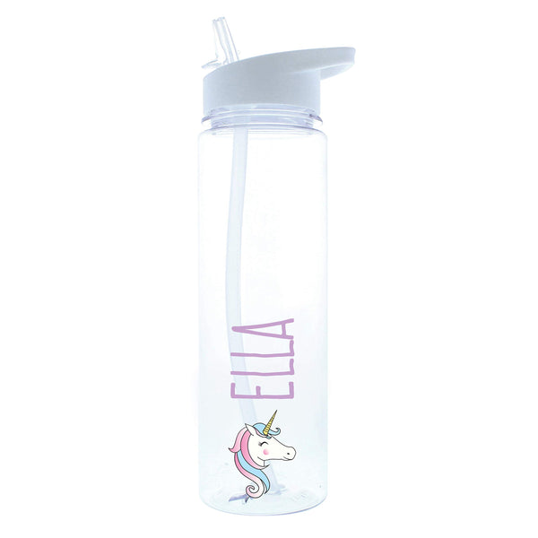 Personalised Drinks Water Bottle with Straw For Kids - Fairy Unicorn