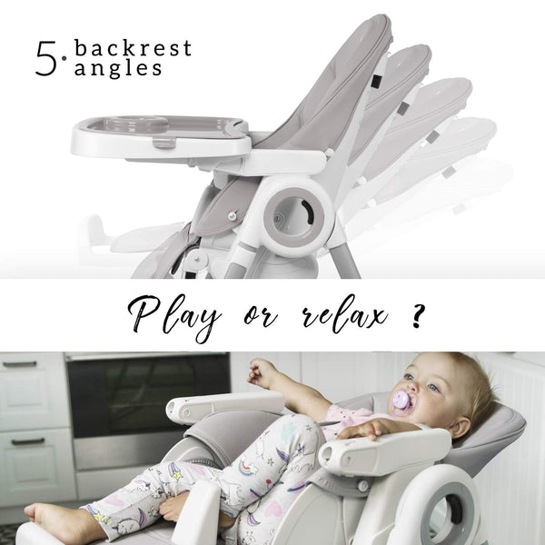 Unicorn Highchair with Recline - Grey