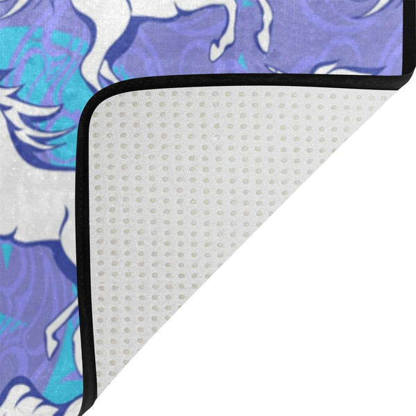 Non Slip Lilac Turquoise Unicorn Rug 160 x 122cm