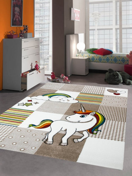 Unicorn rug squares chequered