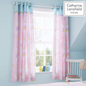 Catherine Lansfield Llama-corn Easy Care Eyelet Curtains Pink 66x72 Inch