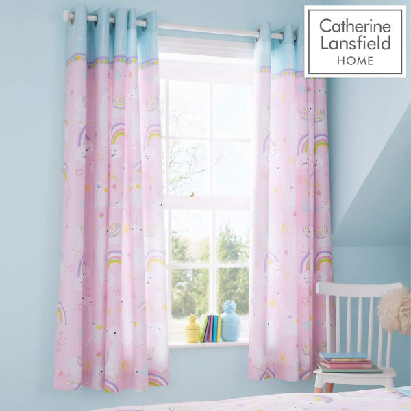 Catherine Lansfield Llama-corn Easy Care Eyelet Curtains Pink 66x72 Inch