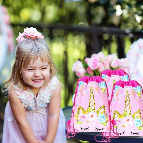 Unicorn Drawstring Party Bags - 12 Pack