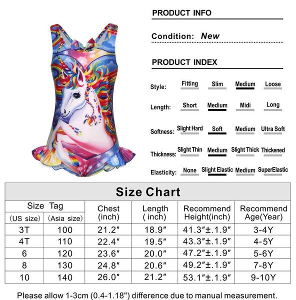 swimming costume size charts