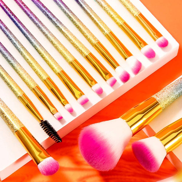 Fantasy Unicorn Make up Brush Set Foundation Blending Blush Concealer Eye Shadow Cruelty-Free Synthetic Face Liquid Powder Cream Cosmetics Brushes with Rainbow Box