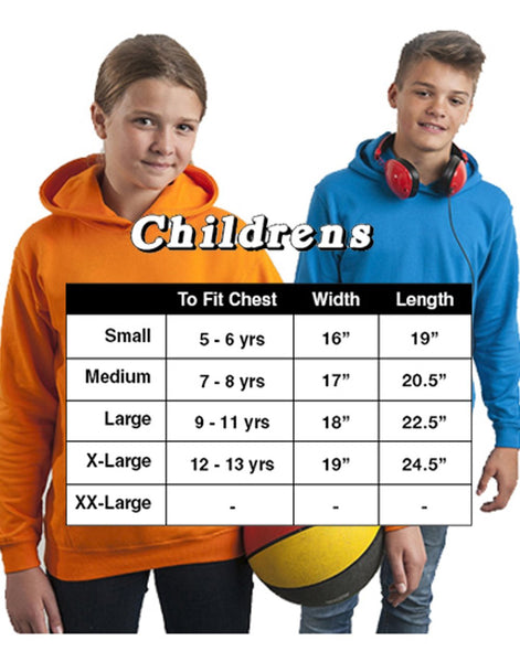 Personalised Equestrian Hoodie Size Chart
