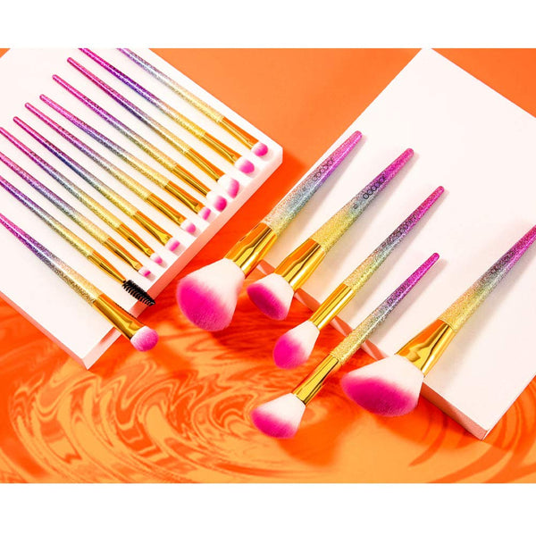 Fantasy Unicorn Make up Brush Set Foundation Blending Blush Concealer Eye Shadow Cruelty-Free Synthetic Face Liquid Powder Cream Cosmetics Brushes with Rainbow Box