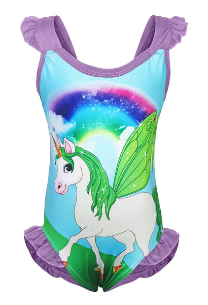 Unicorn Swimsuit One Piece Swimming Costume Children Kids Swim Suit Leotard - Purple