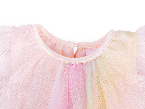 Cute Pastel Unicorn Dress with Short Sleeves - Pastel Rainbow Colours