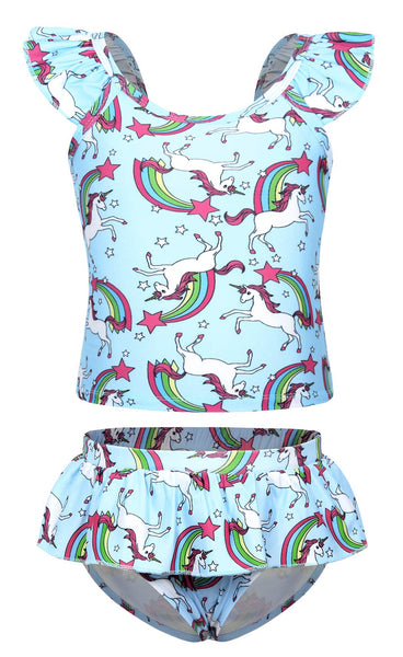 unicorn 2 piece swimsuit blue