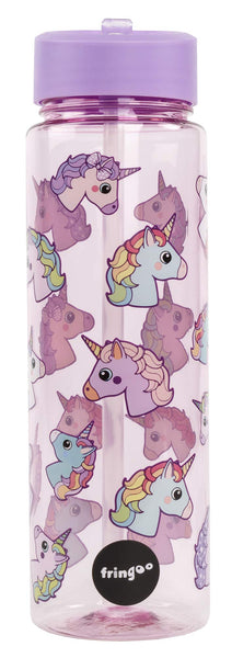 unicorn drinks water bottle - fringoo kids lilac