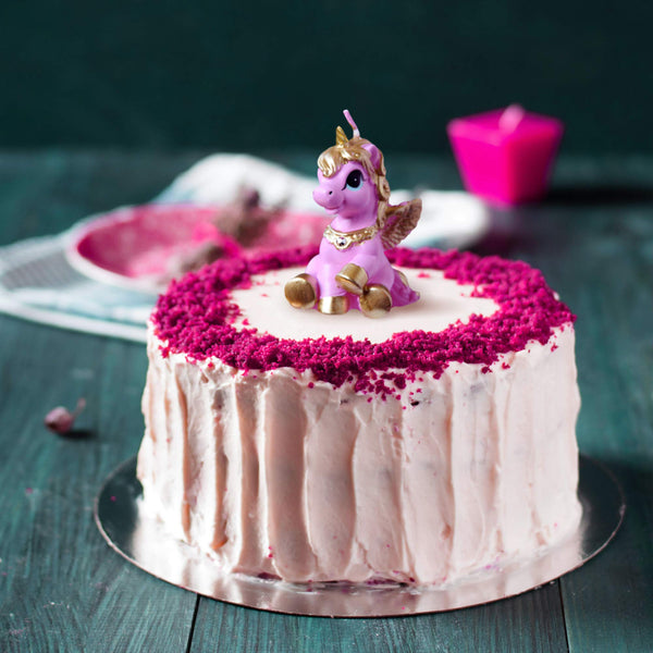 Unicorn Candle Cake Topper Pink and Gold in Gift Box - Elegant Unicorn Cake Decoration Candle