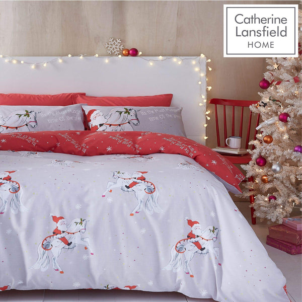 Christmas Unicorn Double Duvet Set Grey