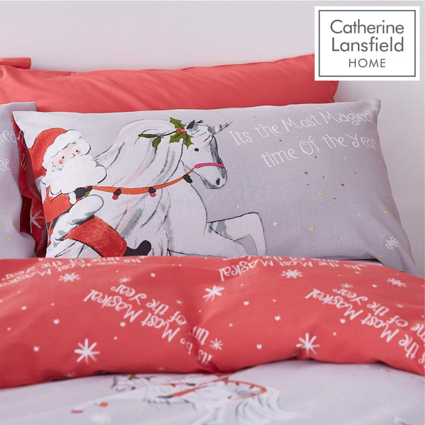 christmas unicorn duvet set grey red