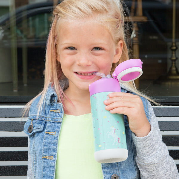 Vacuum Insulated Water Bottle with Straw (Unicorn) For Kids