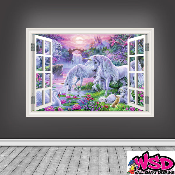 Full Colour Unicorn Window Wall Art Sticker Decal Transfer Graphic Print Girls Bedroom Decor Wall Feature Decals Unicorns WSDW2