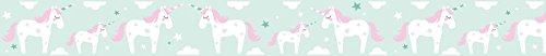 Unicorn Wallpaper Border | Children's Playroom or Bedroom | Pink & Mint Green