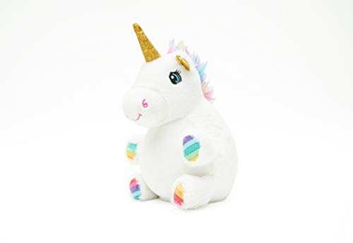 Unicorn Ball Dog Toy | Squeaky Rubberised Textured Ball | White Plush & Rainbow Hooves | Pet London 