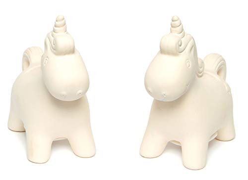 Baker Ross Unicorn Craft Ceramic Coin Banks (Pack of 2) For Kids To Decorate, Arts and Crafts