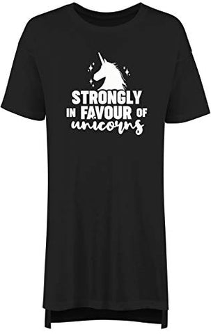 Hippowarehouse Strongly in Favour of Unicorns Women's Printed Adults Nightie Nightdress Black
