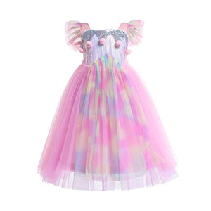 Girls Unicorn Dress | Costumes Birthday Party | Girl Tulle Dress Sequined Rainbow