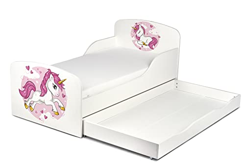 Kids Bed | Unicorn Design | 2 Drawers | Pink & White 