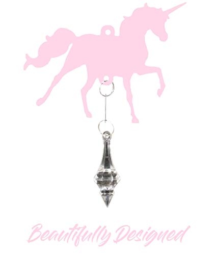 Unicorn Chandelier - Pink Purple Silver with Shiny Pendants Perfect for Children's Bedroom, Playroom