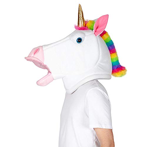 Adult Novelty Jumbo Rainbow Unicorn Plush Head | Fancy Dress 