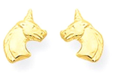 ICE CARATS 14k Yellow Gold Unicorn Post Stud Earrings Animal Fine Jewelry Gift Set For Women Heart