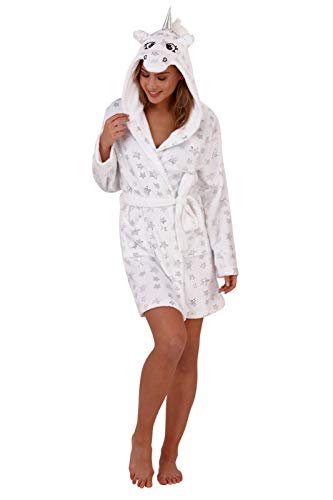 Soft, Fluffy, Star Unicorn Fleece Dressing Gown | White