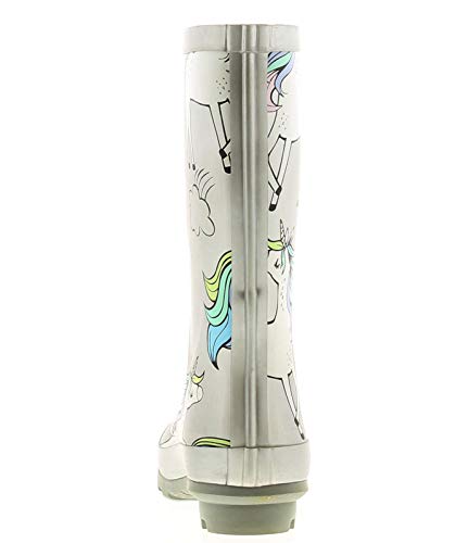 Miss Riot Mystical Unicorn Girls Rubber Material Wellies Silver