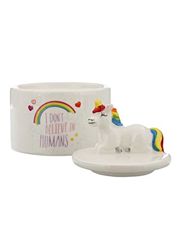 Unicorn ceramic jewellery box rainbow