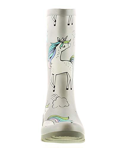 Miss Riot Mystical Unicorn Girls Rubber Material Wellies Silver