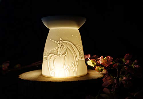 Unicorn Tealight Candle Burner Cello Lithophane Porcelain Wax Melt 