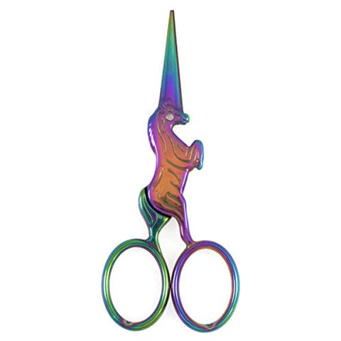 Multi-Coloured Rainbow Unicorn Embroidery Scissors - 4"/10cm | Milward 