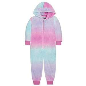 Girls Ombre Unicorn Hooded Pyjama Jumpsuit Onsesie | Pink, Lilac, Turquoise 