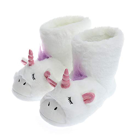 Unicorn Slippers | Fluffy Plush Shoes Woman Slippers | White Boot 