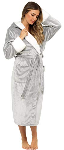 Ladies Soft & Cosy Hooded Dressing Gown | Grey Shimmer | Kate Morgan | Gift 