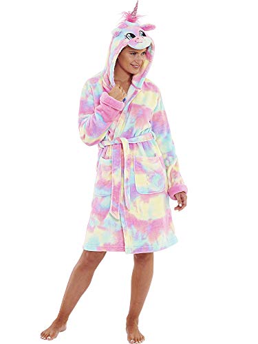 Rainbow Unicorn Women's Hooded Cosy Fluffy Fleece Robe | Dressing Gown 