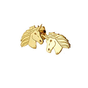 Gold Unicorn Stud Earrings | Solid Sterling Silver 925 24K 