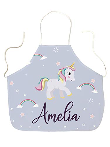 Unicorn Rainbow Design Children's Apron | Personalised Name Of Choice | Ideal Gift