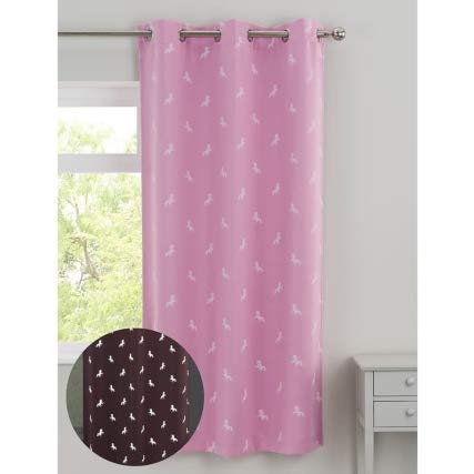 Unicorn Design Glow In the Dark Pink Curtains