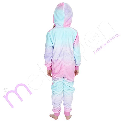Girls Ombre Unicorn Hooded Pyjama Jumpsuit Onsesie | Pink, Lilac, Turquoise | 3- 13 Years