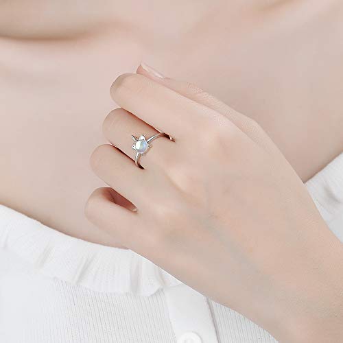 Women & Girls Silver Opal Moonstone Ring 